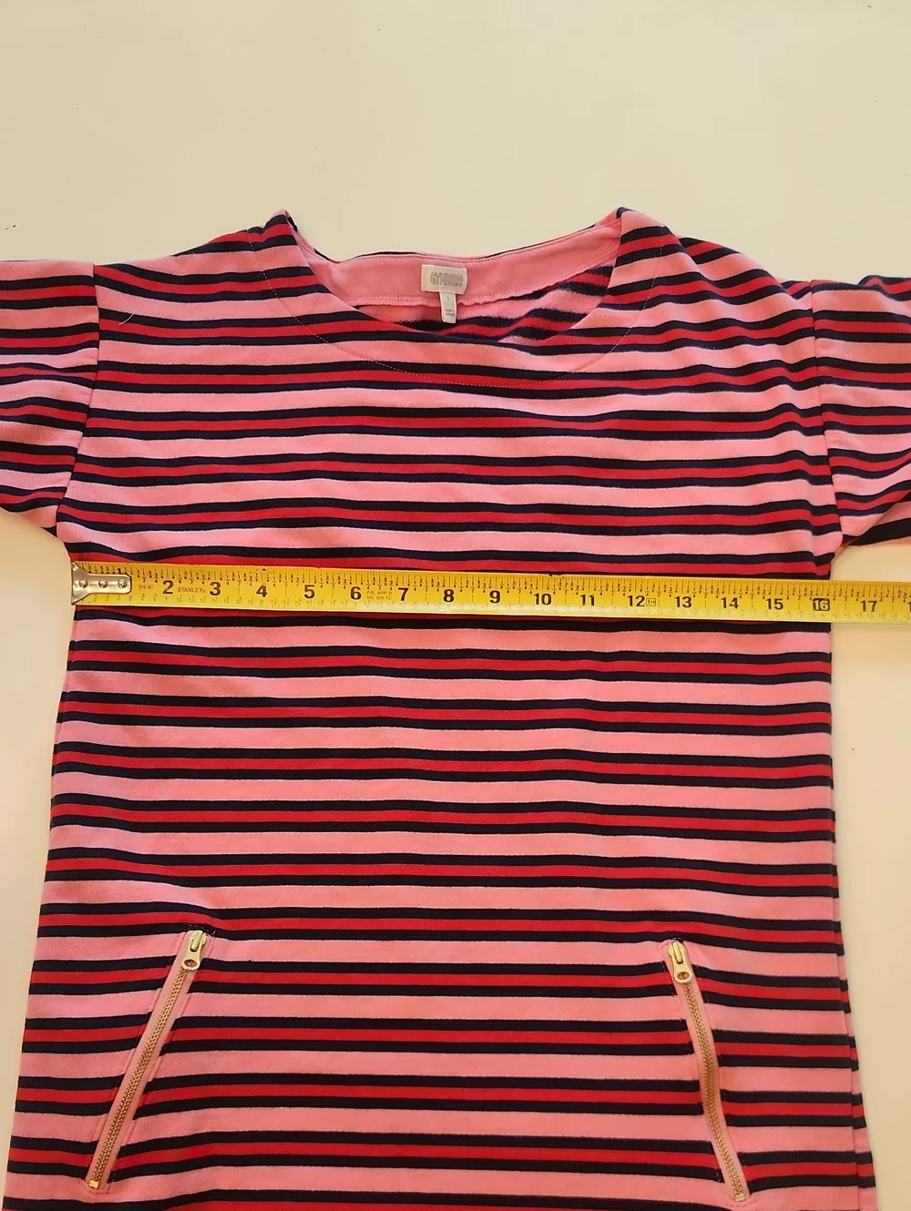 Gymboree Pink Red Stripe Dress Large 10 12